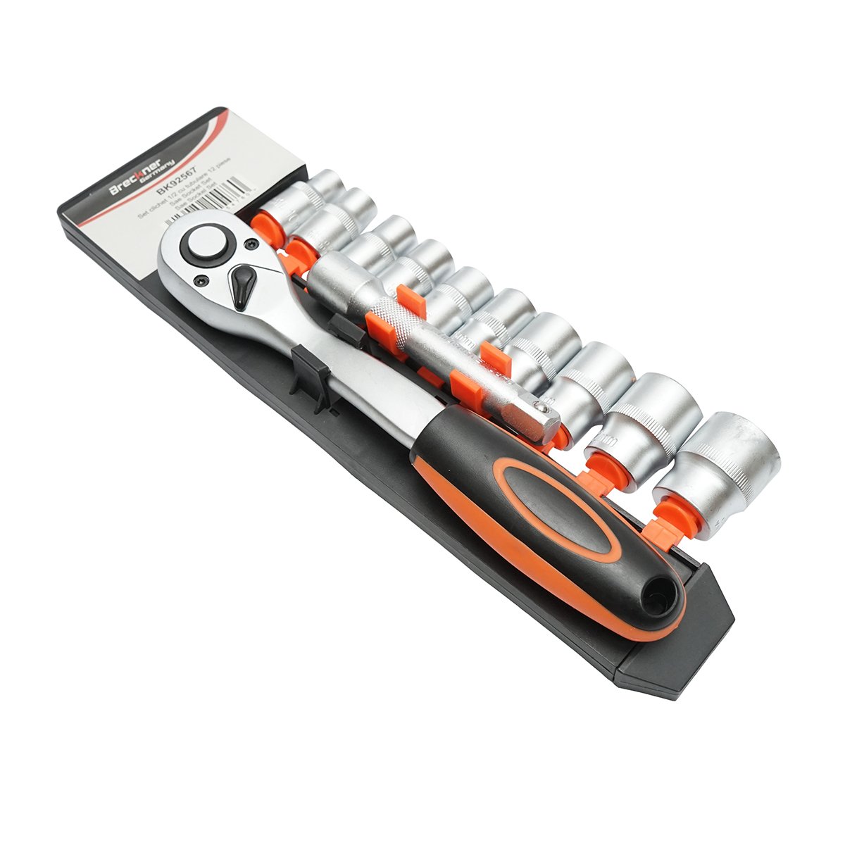 Set chei tubulare cu clichet 1/2 cu prelungitor, chei tubulare 10-24mm 12 piese Breckner Germany